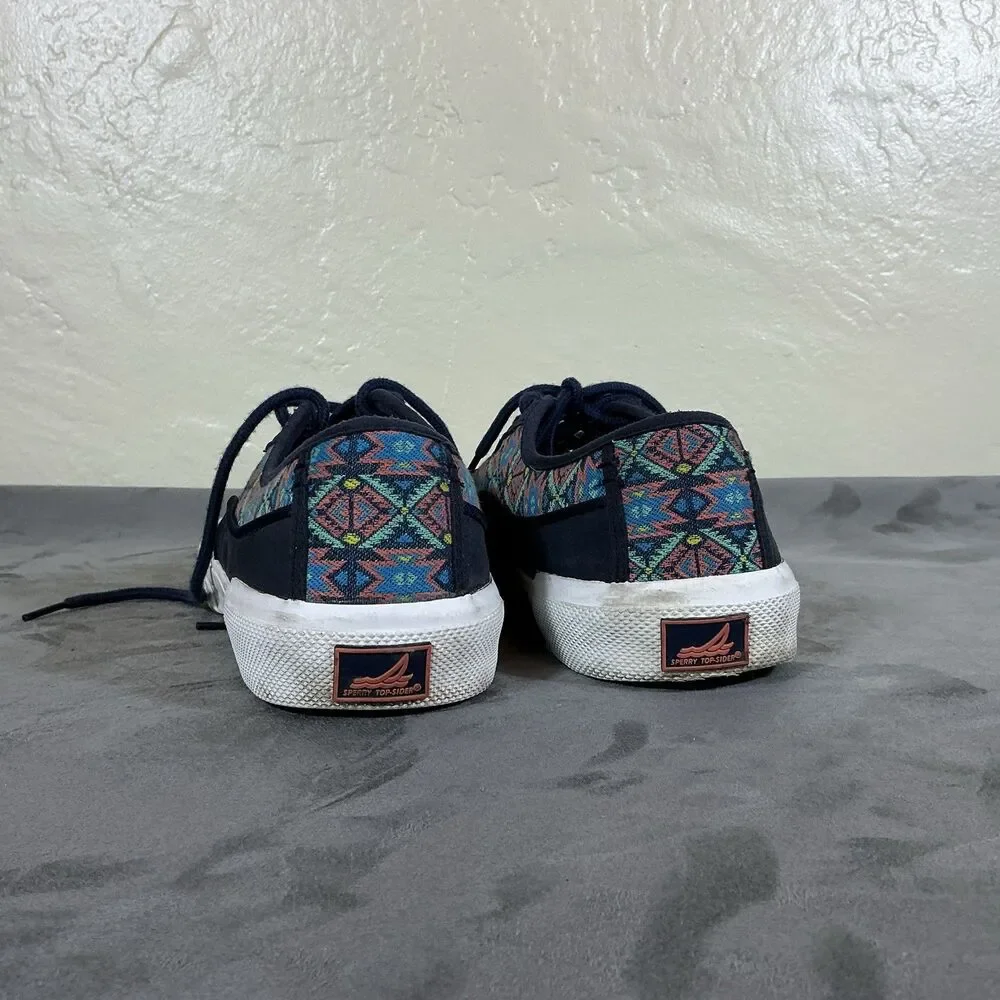 Mens Sperry Top Sider Soletide Oaxacan Print Sneakers 10.5 Eur 44 Navy Multi